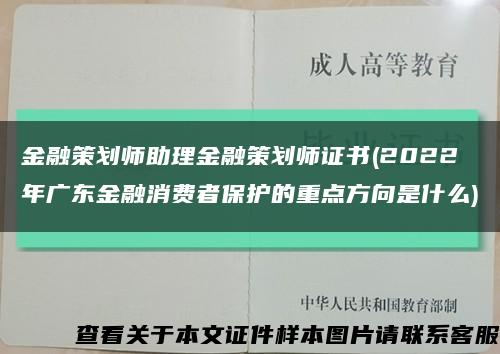 金融策劃師助理金融策劃師證書(2022年廣東金融消費者保護的重點方向是什么)縮略圖