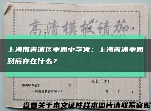上海市青浦區重固中學憑：上海青浦重固到底存在什么？縮略圖