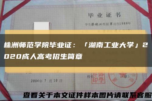 株洲師范學院畢業證：「湖南工業大學」2020成人高考招生簡章縮略圖