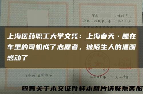 上海醫藥職工大學文憑：上海春天·睡在車里的司機成了志愿者，被陌生人的溫暖感動了縮略圖