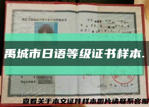 禹城市日語等級證書樣本.縮略圖