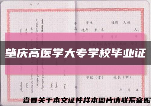 肇慶高醫學大專學校畢業證縮略圖