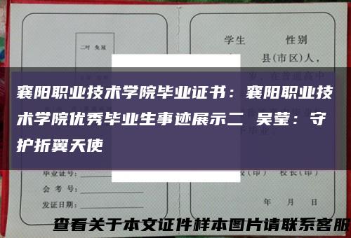 襄陽職業技術學院畢業證書：襄陽職業技術學院優秀畢業生事跡展示二 吳瑩：守護折翼天使縮略圖