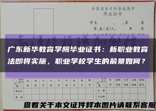 廣東新華教育學院畢業證書：新職業教育法即將實施，職業學校學生的前景如何？縮略圖