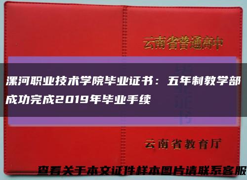 漯河職業技術學院畢業證書：五年制教學部成功完成2019年畢業手續縮略圖