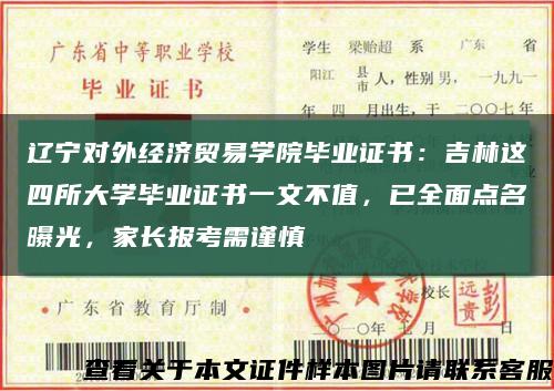 遼寧對外經濟貿易學院畢業證書：吉林這四所大學畢業證書一文不值，已全面點名曝光，家長報考需謹慎縮略圖