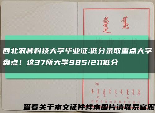 西北農林科技大學畢業證:低分錄取重點大學盤點！這37所大學985/211低分縮略圖