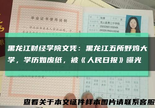 黑龍江財經學院文憑：黑龍江五所野雞大學，學歷如廢紙，被《人民日報》曝光縮略圖