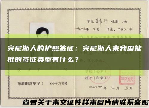 突尼斯人的護照簽證：突尼斯人來我國能批的簽證類型有什么？縮略圖