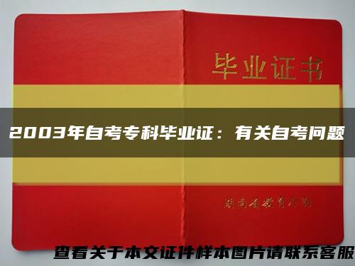 2003年自考?？飘厴I證：有關自考問題縮略圖
