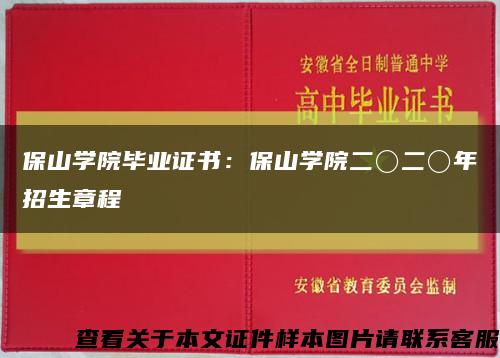 保山學院畢業證書：保山學院二〇二〇年招生章程縮略圖