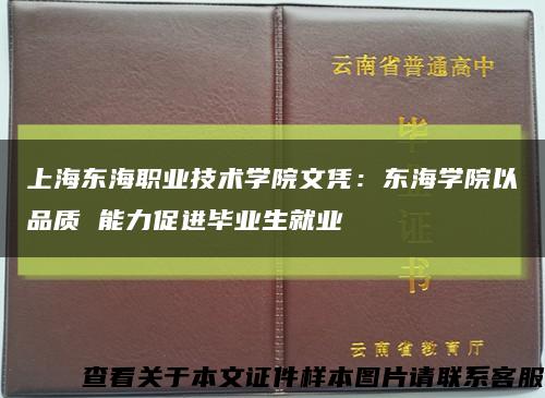 上海東海職業技術學院文憑：東海學院以品質 能力促進畢業生就業縮略圖