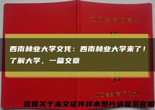 西南林業大學文憑：西南林業大學來了！了解大學，一篇文章縮略圖