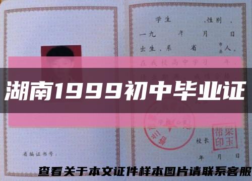 湖南1999初中畢業證縮略圖