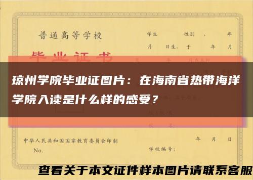瓊州學院畢業證圖片：在海南省熱帶海洋學院入讀是什么樣的感受？縮略圖