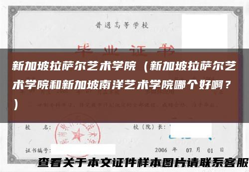 新加坡拉薩爾藝術學院（新加坡拉薩爾藝術學院和新加坡南洋藝術學院哪個好??？）縮略圖