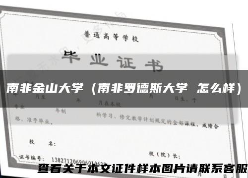 南非金山大學（南非羅德斯大學 怎么樣）縮略圖