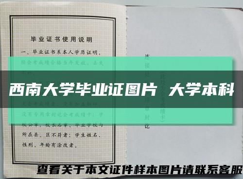 西南大學畢業證圖片 大學本科縮略圖