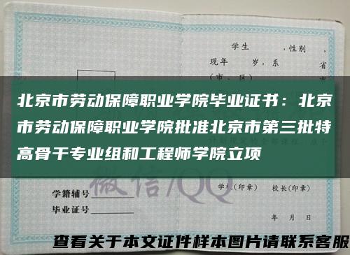 北京市勞動保障職業學院畢業證書：北京市勞動保障職業學院批準北京市第三批特高骨干專業組和工程師學院立項縮略圖