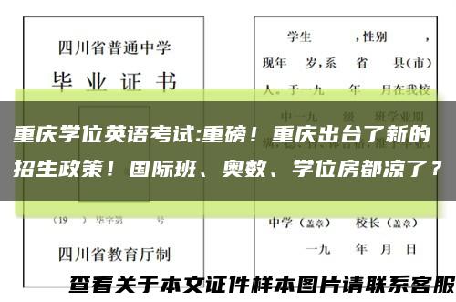 重慶學位英語考試:重磅！重慶出臺了新的招生政策！國際班、奧數、學位房都涼了？縮略圖