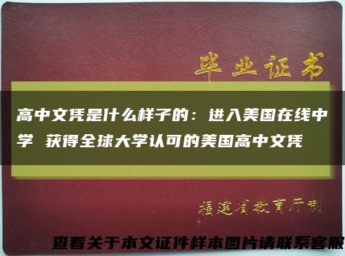 高中文憑是什么樣子的：進入美國在線中學 獲得全球大學認可的美國高中文憑縮略圖