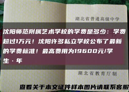 沈陽師范附屬藝術學校的學費是多少：學費超過1萬元！沈陽許多私立學校公布了最新的學費標準！最高費用為19600元/學生·年縮略圖