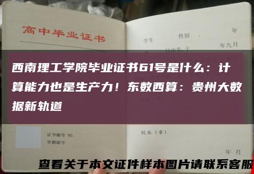西南理工學院畢業證書61號是什么：計算能力也是生產力！東數西算：貴州大數據新軌道縮略圖