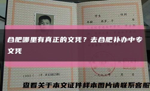 合肥哪里有真正的文憑？去合肥補辦中專文憑縮略圖