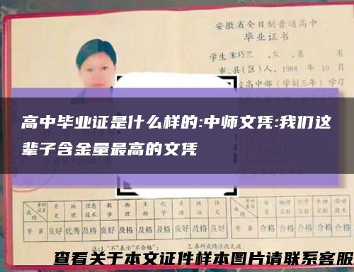 高中畢業證是什么樣的:中師文憑:我們這輩子含金量最高的文憑縮略圖