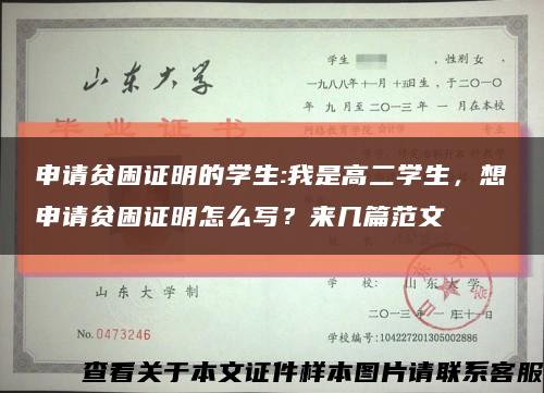 申請貧困證明的學生:我是高二學生，想申請貧困證明怎么寫？來幾篇范文縮略圖