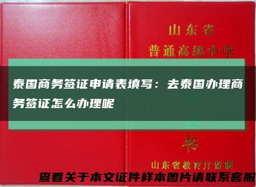 泰國商務簽證申請表填寫：去泰國辦理商務簽證怎么辦理呢縮略圖