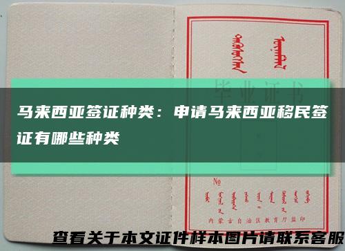 馬來西亞簽證種類：申請馬來西亞移民簽證有哪些種類縮略圖