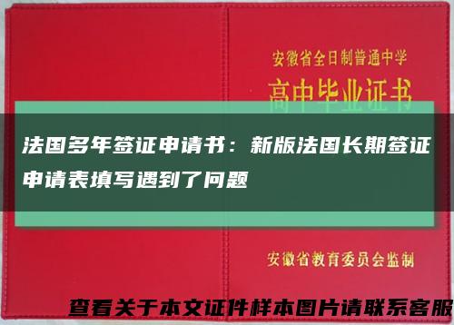 法國多年簽證申請書：新版法國長期簽證申請表填寫遇到了問題縮略圖