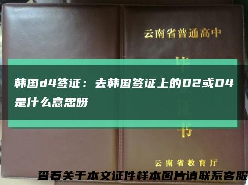 韓國d4簽證：去韓國簽證上的D2或D4是什么意思呀縮略圖