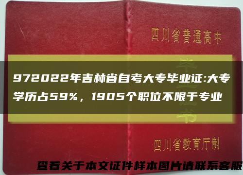 972022年吉林省自考大專畢業證:大專學歷占59%，1905個職位不限于專業縮略圖