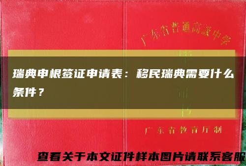 瑞典申根簽證申請表：移民瑞典需要什么條件？縮略圖