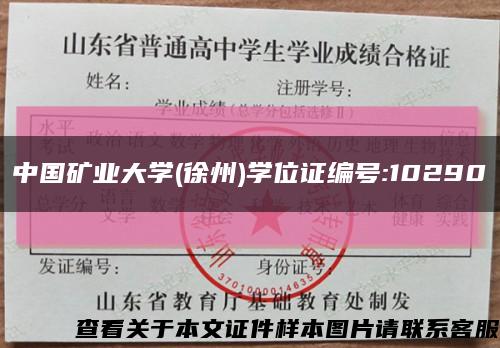 中國礦業大學(徐州)學位證編號:10290縮略圖