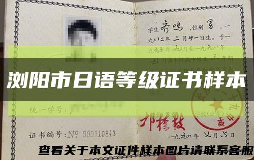 瀏陽市日語等級證書樣本縮略圖