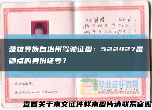 楚雄彝族自治州駕駛證圖：522427是哪點的身份證號？縮略圖