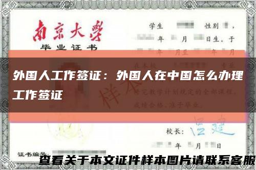 外國人工作簽證：外國人在中國怎么辦理工作簽證縮略圖