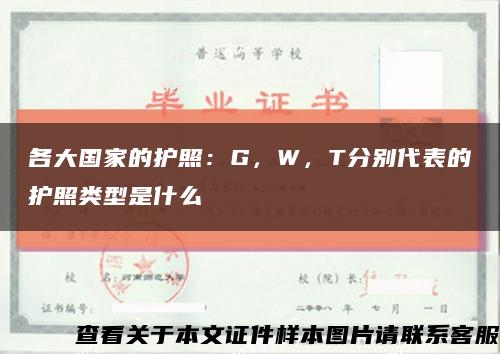各大國家的護照：G，W，T分別代表的護照類型是什么縮略圖