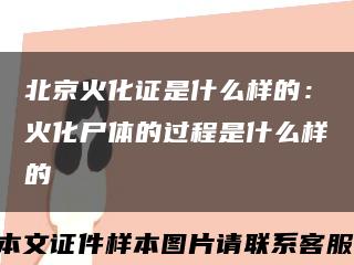 北京火化證是什么樣的：火化尸體的過程是什么樣的縮略圖