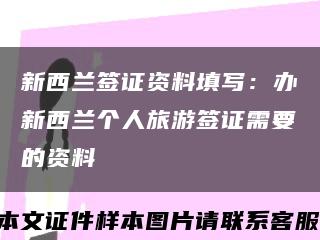 新西蘭簽證資料填寫：辦新西蘭個人旅游簽證需要的資料縮略圖