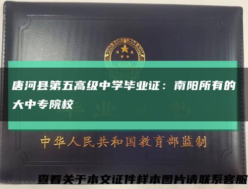 唐河縣第五高級中學畢業證：南陽所有的大中專院?？s略圖
