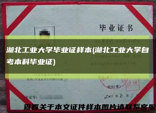 湖北工業大學畢業證樣本(湖北工業大學自考本科畢業證)縮略圖