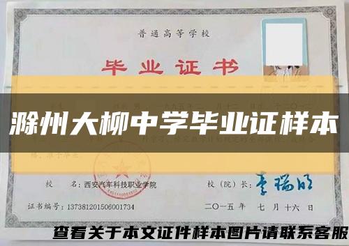 滁州大柳中學畢業證樣本縮略圖