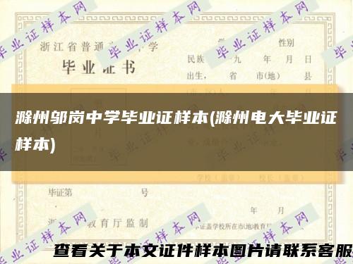 滁州鄔崗中學畢業證樣本(滁州電大畢業證樣本)縮略圖