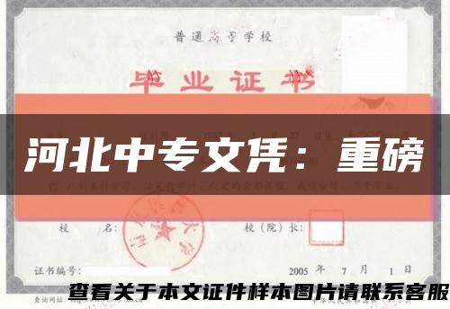 河北中專文憑：重磅縮略圖