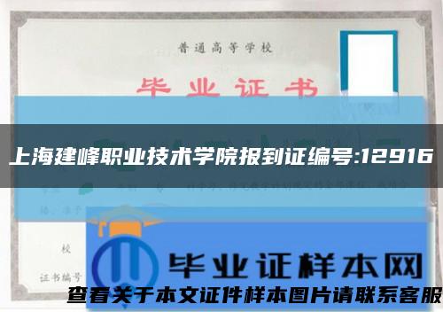 上海建峰職業技術學院報到證編號:12916縮略圖