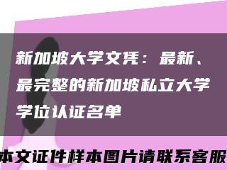 新加坡大學文憑：最新、最完整的新加坡私立大學學位認證名單縮略圖
